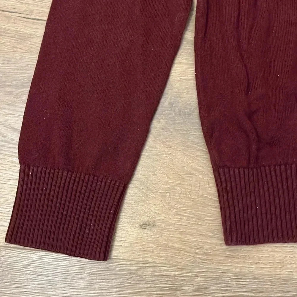 A & F | Y2K v-neck Muscle pullover sweater Mens size L moose logo fitted maroon - Picture 4 of 8